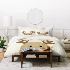 Allyson Johnson Reindeer Duvet Cover Set Neutral - Deny Designs