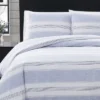 Stripe Flannel Comforter Set Blue/White - London Fog