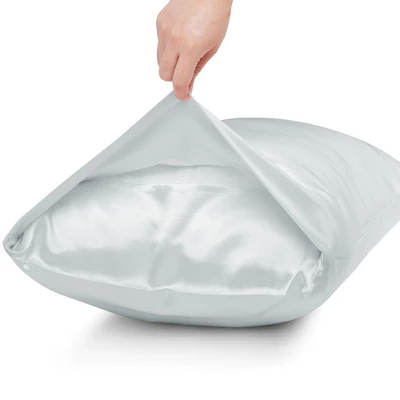 1 Pc King Silk Envelope Closure Pillowcase Silver Grey - PiccoCasa 3 1 Pc King Silk Envelope Closure Pillowcase Silver Grey - PiccoCasa - Image 3