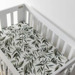 Bedding Store 13 Babyletto Olive Branches Muslin Mini Crib Sheet