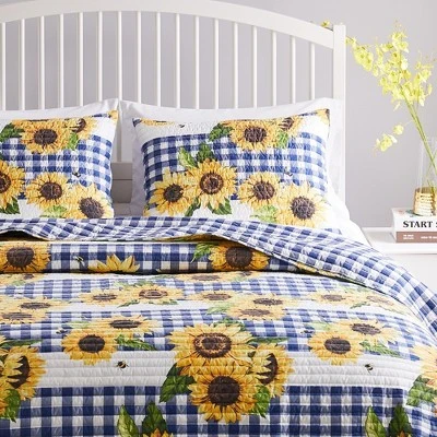 Sunflower Quilted Reversible Pillow Sham Gold By Barefoot Bungalow 1 Sunflower Quilted Reversible Pillow Sham Gold By Barefoot Bungalow