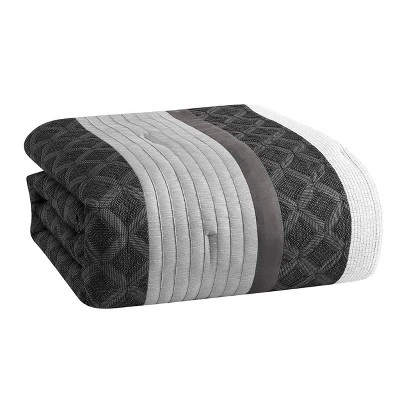 Rossi Embroidered Colorblock Comforter & Sheets Bedding Set Gray 3 Rossi Embroidered Colorblock Comforter & Sheets Bedding Set Gray - Image 3