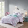 Daphne Metallic Printed Reversible Duvet Cover Set Aqua/Purple