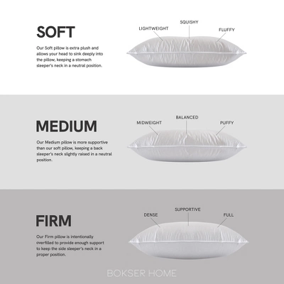 2 Pack Medium White Duck Feather & Down Bed Pillow | BOKSER HOME 9 2 Pack Medium White Duck Feather & Down Bed Pillow | BOKSER HOME - Image 9