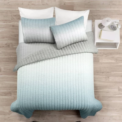 3pc Crinkle Ombre Quilt Set - Lush Décor 2 3pc Crinkle Ombre Quilt Set - Lush Décor - Image 2