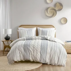 Ink+Ivy 3pc Imani Cotton Printed Duvet Cover Set With Chenille