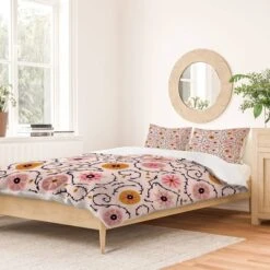Floral Holli Zollinger Suzani Duvet Cover Set Pink - Deny Designs