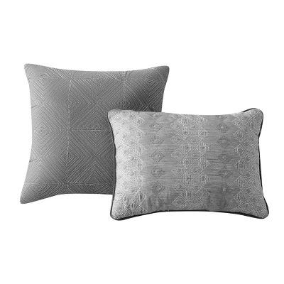 Rossi Embroidered Colorblock Comforter & Sheets Bedding Set Gray 2 Rossi Embroidered Colorblock Comforter & Sheets Bedding Set Gray - Image 2