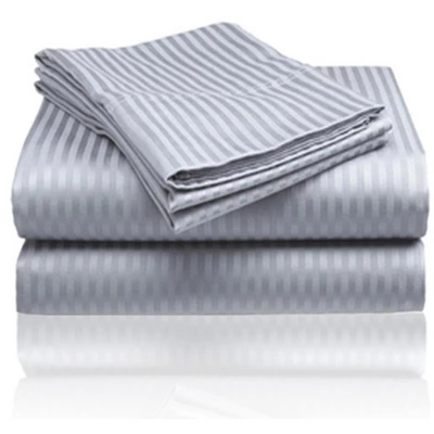 Embossed 1800 Series Wrinkle Resistant Stripe All Season Bed Sheet Set Gray By Plazatex 3 Embossed 1800 Series Wrinkle Resistant Stripe All Season Bed Sheet Set Gray By Plazatex - Image 3