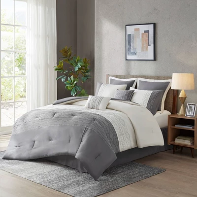 8pc Wilona Embroidered Comforter Set Gray - 510 Design 9 8pc Wilona Embroidered Comforter Set Gray - 510 Design - Image 9
