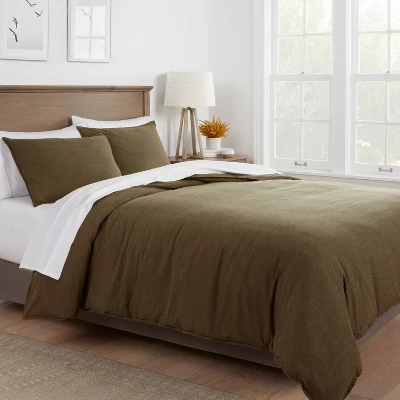 Space Dyed Cotton Linen Duvet Cover & Sham Set - Threshold™ 1 Space Dyed Cotton Linen Duvet Cover & Sham Set - Threshold™