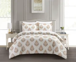 Chic Home Amelia Duvet Cover Set Floral Medallion Print Design Bedding With Zipper Closure Taupe -Bedding Store GUEST 53d31511 32b8 4085 817f adb2af52eb41 1