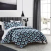 Chic Home Tudor Duvet Cover Set Contemporary Geometric Hexagon Pattern Print With Zipper Closure Blue