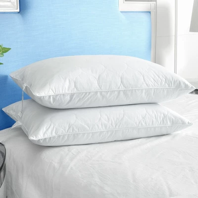 Peace Nest Quilted White Goose Down Feather Pillow 2 Peace Nest Quilted White Goose Down Feather Pillow - Image 2