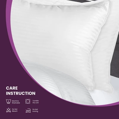 Traditional 1cm Stripe Microfiber Down Alternative 2-Piece Pillow Set - Blue Nile Mills 3 Traditional 1cm Stripe Microfiber Down Alternative 2-Piece Pillow Set - Blue Nile Mills - Image 3