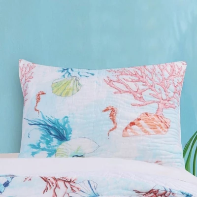 Sarasota Seahorse Print Pillow Sham Multicolor By Barefoot Bungalow 1 Sarasota Seahorse Print Pillow Sham Multicolor By Barefoot Bungalow