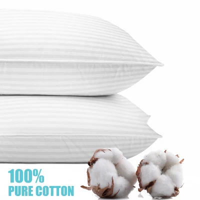 Lux Decor Collection Cotton Bed Pillows Set Of 2 Grey Stripes, White 1 Lux Decor Collection Cotton Bed Pillows Set Of 2 Grey Stripes, White