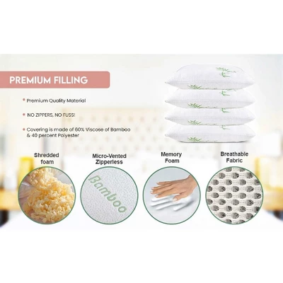 J&V TEXTILES Ultra-Luxury Memory Foam Pillow – Hypoallergenic Bed Pillow Outer Fabric Covering 2-Pack (King) 4 J&V TEXTILES Ultra-Luxury Memory Foam Pillow – Hypoallergenic Bed Pillow Outer Fabric Covering 2-Pack (King) - Image 4