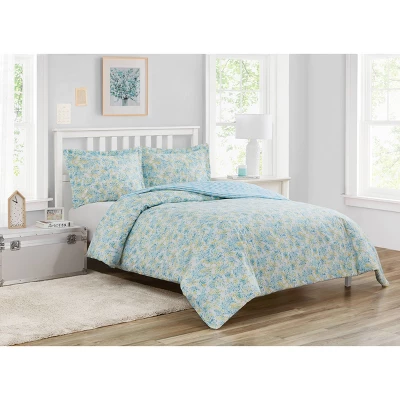 Happy Floral Microfiber Duvet Set Blue - Poppy & Fritz 1 Happy Floral Microfiber Duvet Set Blue - Poppy & Fritz