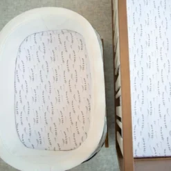 Ely's & Co. Baby Fitted Bassinet Sheet 100% Combed Jersey Cotton Forest Grey Leaf