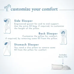 Luxury Bed Pillow, Adjustable 3-Chamber, Medium-Firm, Cooling, Down-Alt Around With Memory Foam - By California Design Den -Bedding Store GUEST 6e9070da 8bbd 42e8 a70e 951ee797444b