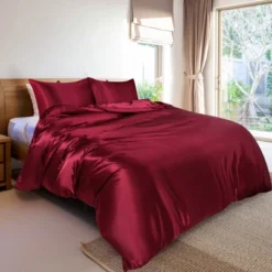 PiccoCasa Silk Satin Solid Reversible Bed Duvet Cover Set 3 Pcs -Bedding Store GUEST 75214452 0600 413f a8e8 046697ed9e9d