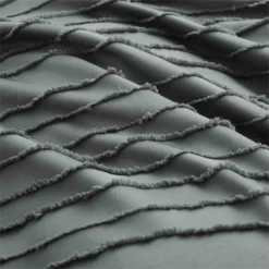 Peace Nest Microfiber Clipped Duvet Cover Set With Stripe Pattern