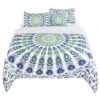 PiccoCasa Duvet Cover Set 5 Pcs Bohemian Bedding Set Including Fitted Sheet And Throw Pillowcase Queen White And Green