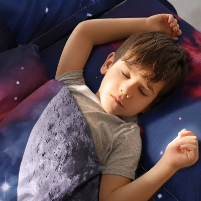 PiccoCasa Galaxies Fuchsia Comforter Duvet Cover Sets 2 Piece Includes 1 Duvet Cover 1 Pillow Sham Multicolored 4 PiccoCasa Galaxies Fuchsia Comforter Duvet Cover Sets 2 Piece Includes 1 Duvet Cover 1 Pillow Sham Multicolored - Image 4