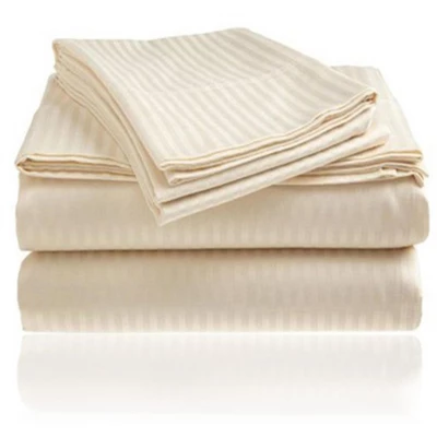 Embossed 1800 Series Wrinkle Resistant Stripe All Season Bed Sheet Set Ivory By Plazatex 3 Embossed 1800 Series Wrinkle Resistant Stripe All Season Bed Sheet Set Ivory By Plazatex - Image 3