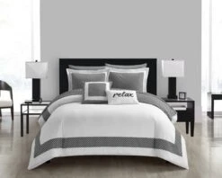 Chic Home Gibson Comforter Set Striped Hotel Collection Design Bed In A Bag Bedding - 9 Piece - Black -Bedding Store GUEST 8fa3dc7a 3473 46d7 ae07 beee2268d989