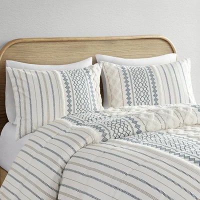 Ink+Ivy 3pc Imani Cotton Printed Duvet Cover Set With Chenille 3 Ink+Ivy 3pc Imani Cotton Printed Duvet Cover Set With Chenille - Image 3