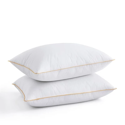 Puredown White Down Feather Bed Pillows With 300TC 100% Cotton Cover Set Of 2 2 Puredown White Down Feather Bed Pillows With 300TC 100% Cotton Cover Set Of 2 - Image 2