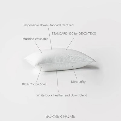 2 Pack Medium White Duck Feather & Down Bed Pillow | BOKSER HOME 8 2 Pack Medium White Duck Feather & Down Bed Pillow | BOKSER HOME - Image 8