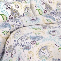 Paisley Garden Cotton Flannel Printed Oversized Duvet Set - Tribeca Living