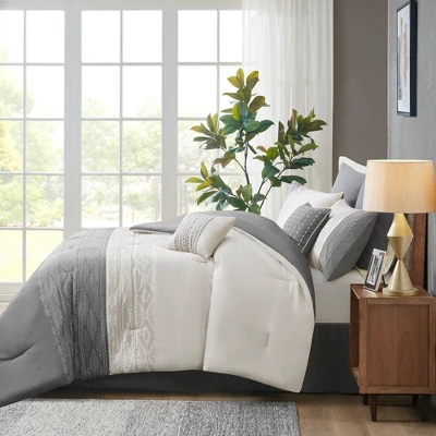 8pc Wilona Embroidered Comforter Set Gray - 510 Design 2 8pc Wilona Embroidered Comforter Set Gray - 510 Design - Image 2