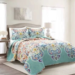 Lush Décor 3pc Boho Chic Reversible Oversized Cotton Quilt Set Seafoam/Red 13 Lush Décor 3pc Boho Chic Reversible Oversized Cotton Quilt Set Seafoam/Red -Bedding Store GUEST acc3c24d 41a7 4285 89f2 64623649ef56