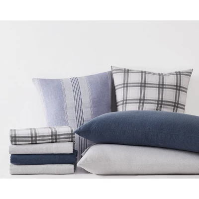 Stripe Flannel Comforter Set Blue/White - London Fog 2 Stripe Flannel Comforter Set Blue/White - London Fog - Image 2