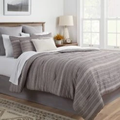 Featured Products 22 12pc Chambray Matelasse Stripe Comforter & Sheet Bedding Set Gray - Thresholdâ˘