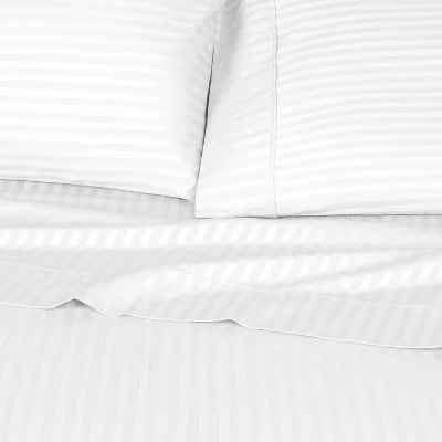 400 Thread Count Cotton Stripe Deep Pocket Luxury 4 Piece Bed Sheet Set By Blue Nile Mills 5 400 Thread Count Cotton Stripe Deep Pocket Luxury 4 Piece Bed Sheet Set By Blue Nile Mills - Image 5