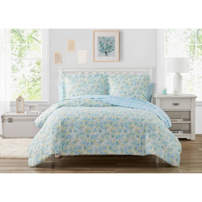 Happy Floral Microfiber Duvet Set Blue - Poppy & Fritz 11 Happy Floral Microfiber Duvet Set Blue - Poppy & Fritz - Image 11