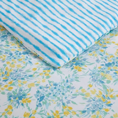 Happy Floral Microfiber Duvet Set Blue - Poppy & Fritz 9 Happy Floral Microfiber Duvet Set Blue - Poppy & Fritz - Image 9