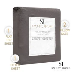 Sweet Home Collection | Prewashed Vintage Linen Style Crinkle Sheet Set - Extra Soft, Lightweight Bed Sheets And Pillowcase Set -Bedding Store GUEST c96a8d12 c5a5 4208 a644 0429c528a658