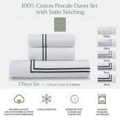 Ella Jayne 100% Cotton Percale 3 Piece Duvet Set With Satin Stitching 1 Ella Jayne 100% Cotton Percale 3 Piece Duvet Set With Satin Stitching