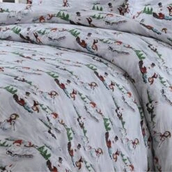 Winter Wonderland Cotton Flannel Printed 3pc Oversized Duvet Set - Tribeca Living