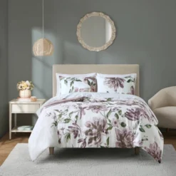 Madison Park Robin Floral Comforter Bedding Set With Bed Sheets Mauve