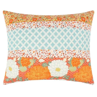 Barefoot Bungalow Carlie Floral Pinstripe With Dainty Scrolling Embellishments Sham Standard 20"x26" Calico Stripe 1 Barefoot Bungalow Carlie Floral Pinstripe With Dainty Scrolling Embellishments Sham Standard 20"x26" Calico Stripe