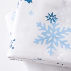 JumpOff Jo Queen Flannel Sheet Set - Flat Sheet, Fitted Sheet, 2 Pillow Cases - Snowflake -Bedding Store GUEST d80832dd 198c 4e23 86da 5b1f33dc500e