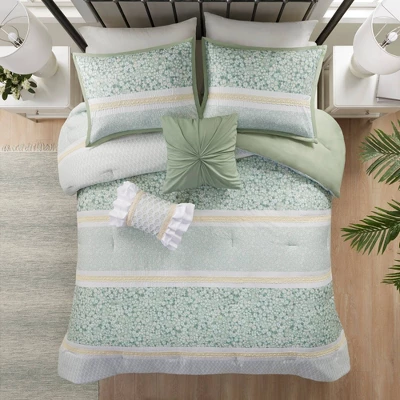 5pc Tulia Seersucker Comforter Bedding Set With Throw Pillows Green - Madison Park 11 5pc Tulia Seersucker Comforter Bedding Set With Throw Pillows Green - Madison Park - Image 11