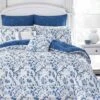 Laura Ashley Elise 100% Cotton Duvet Cover Bonus Set Blue